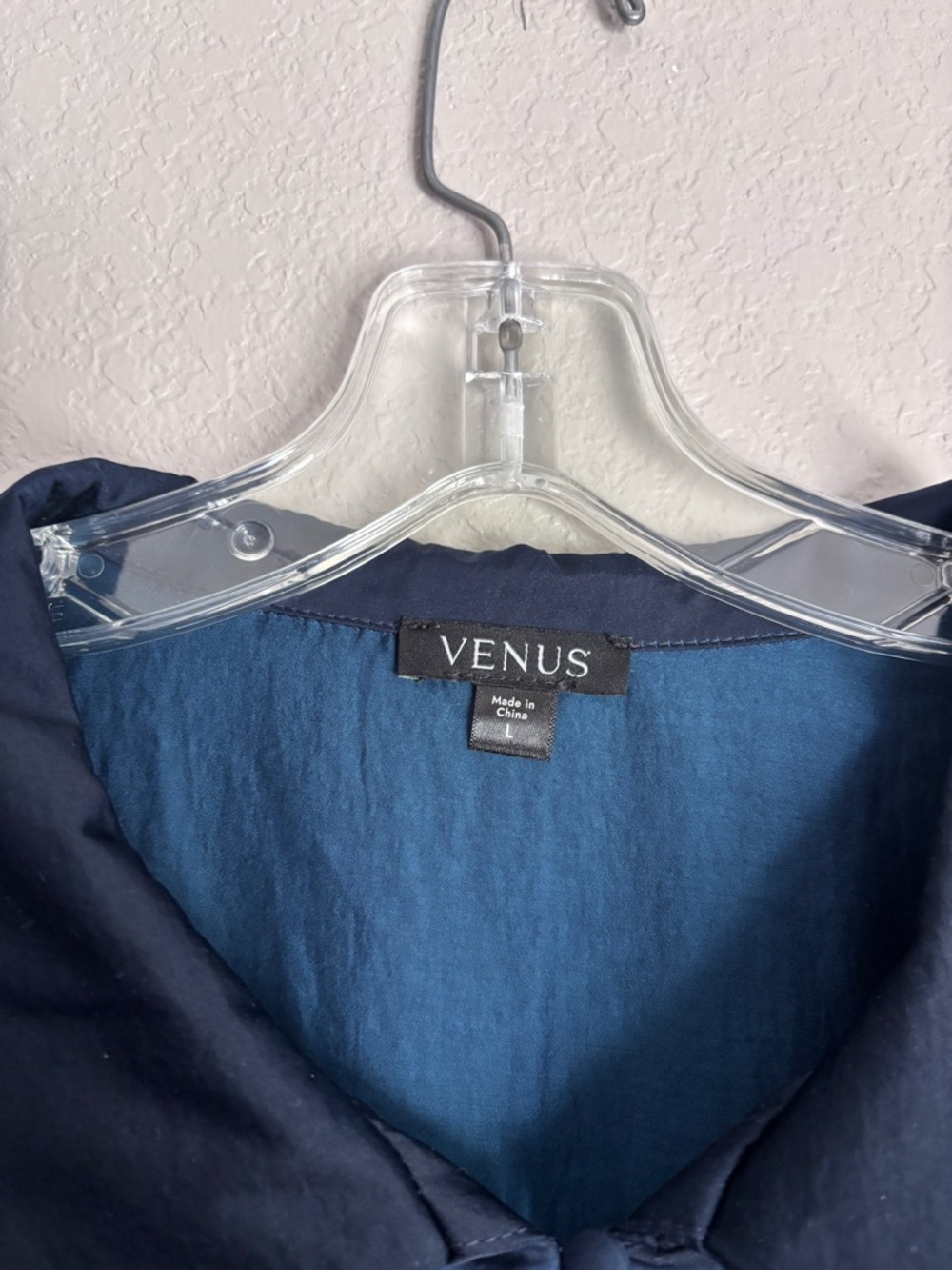 VENUS Navy Button-Front Collar long sleeves high front slit Maxi Dress women’s L - Picture 4 of 13